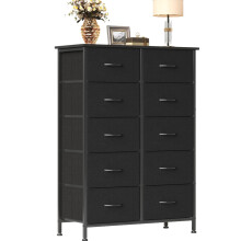 CAIYUN Chest of Drawers Bedroom with 10 Drawers, Tall Fabric Storage Organizer Clearance with Wood Top and Large Storage Space, for Bedroom, Living