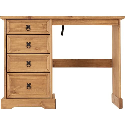 Seconique Seconique Corona 4 Drawer Dressing Table in Distressed Waxed Pine 2