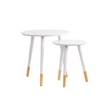 Aspect Dina Set of 2 Nesting, Occasional Table (White), wood, L:48 Diameter x48(H) cm./S:33 Diameter x40(H) cm