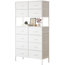 Mintnook High Chest of Drawers, White Storage Chest with Open Center Design, Tall Bedroom Chest with 12 Drawers, Large Capacity Storage Chest for