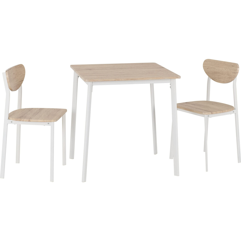 Seconique Riley Small Dining Set With 2 Dining Chairs In Oak Effect Veneer White/Light