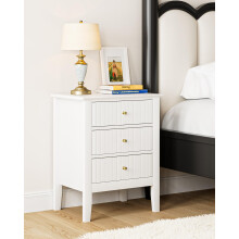 HEYZOEY Bedside Cabinet with 3 Drawers, Wooden Bedside Table, Modern Side Table for Bedroom or Living Room (White, 45 ? 35 ? 61.5 cm)