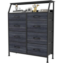 YITAHOME Chest of Drawers with 8 Drawers, Fabric Drawers Cabinet with Shelves,Easy Pull Handle,Sturdy Steel Frame,Storage Drawers for Bedroom,