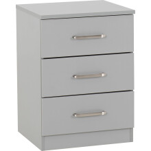 Seconique Dakota 3 Drawer Bedside in Light Grey