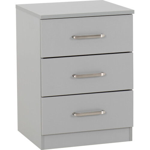 Seconique Seconique Dakota 3 Drawer Bedside in Light Grey