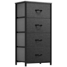 YITAHOME Chest of Drawers with 4 Drawers, Fabric Dressers with Easy Pull Handle,Sturdy Steel Frame,Storage Drawers for Bedroom, Closet, Clothes, Black