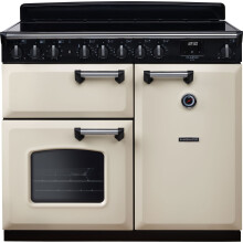 Rangemaster Classic Deluxe CLDL100EIPPCR/CM1 100cm wide Electric Range Cooker with Induction Hob - Cream / Chrome - A/A Rated
