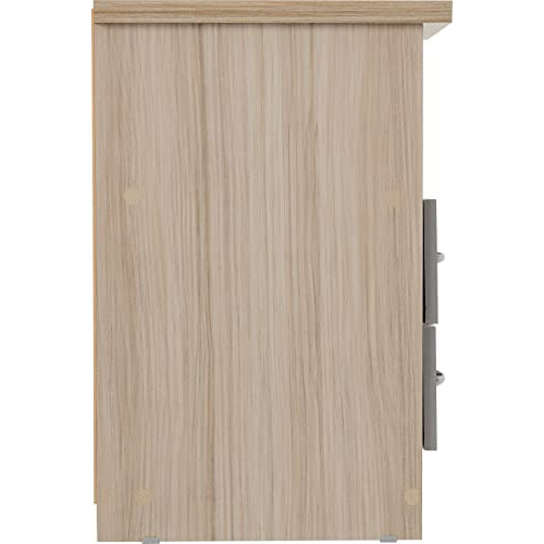 Seconique Seconique Nevada 2 Drawer Bedside in Grey Gloss/Light Oak Effect Veneer 2