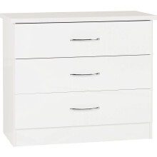 Seconique Nevada 3 Drawer Chest in White Gloss