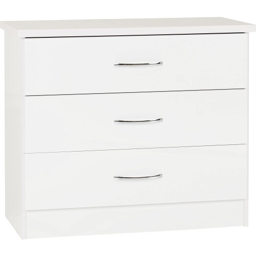 Seconique Seconique Nevada 3 Drawer Chest in White Gloss