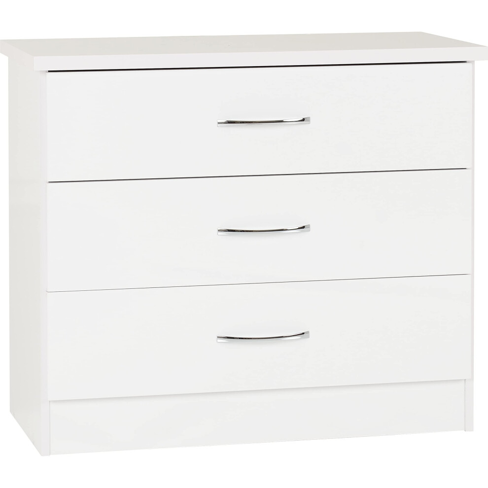 Seconique Nevada 3 Drawer Chest In Gloss White
