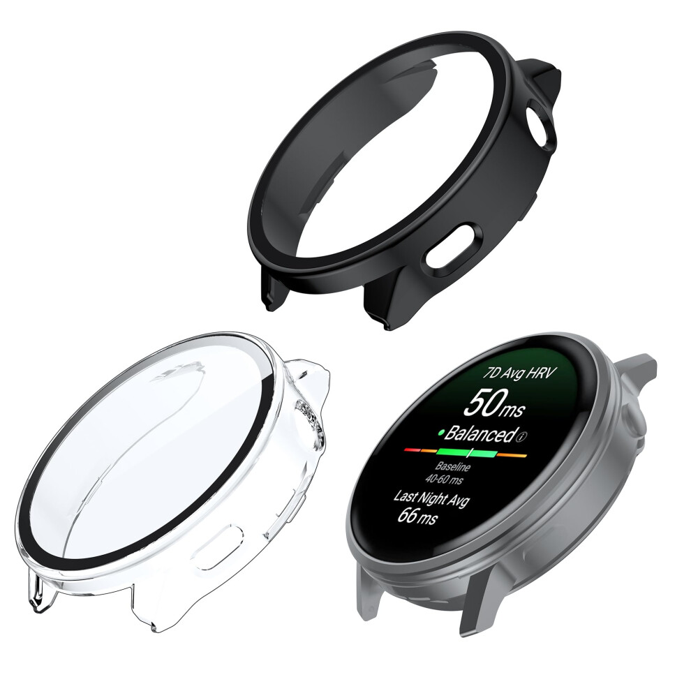 Case With Tempered Glass Screen Protector For Garmin Venu 4 45Mm, 2 Pack Scratch Resistant Clear And Black 9199774711173