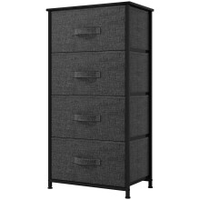 YITAHOME Chest of Drawers with 4 Drawers, Fabric Dressers with Easy Pull Handle,Storage Drawers for Bedroom, Closet, Clothes,Grey