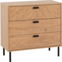 Seconique Leon 3 Drawer Chest in Medium Oak Effect