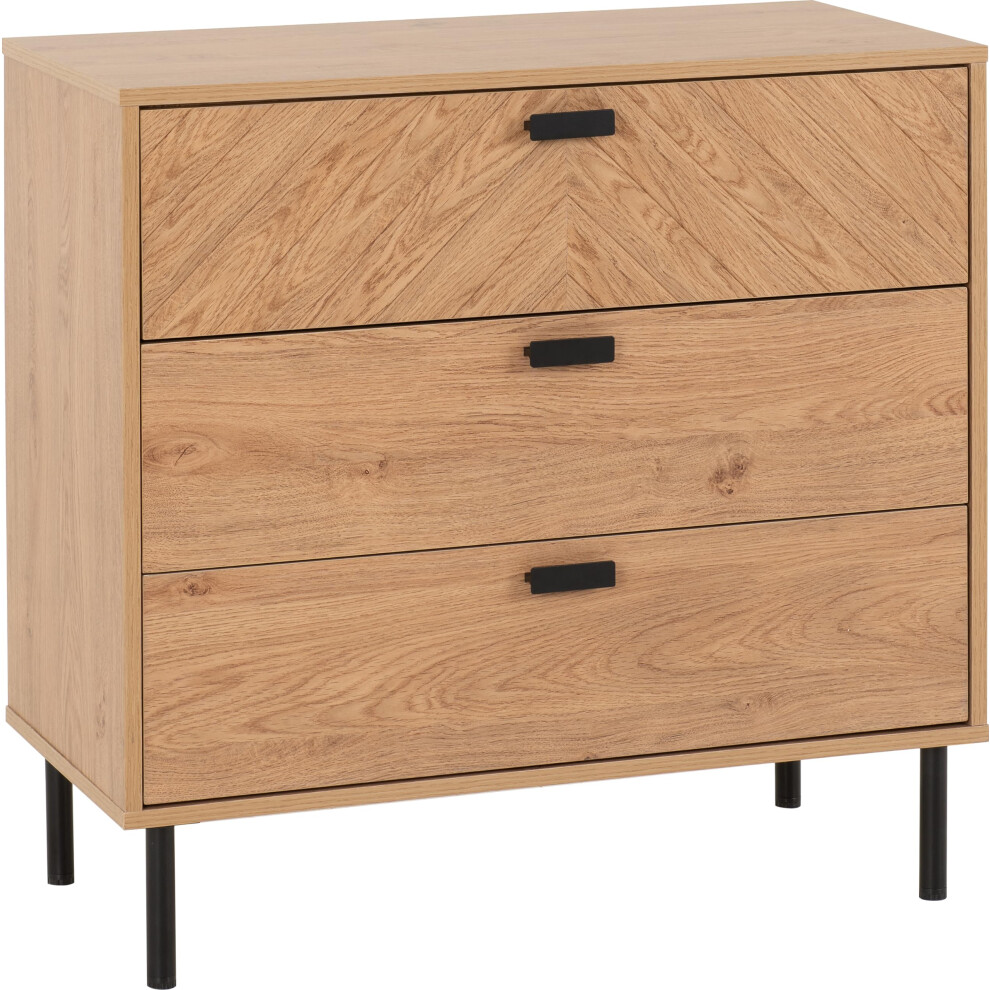 Seconique Leon 3 Drawer Chest In Medium Oak Effect