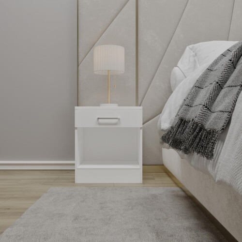 Seconique Seconique Dakota 1 Drawer Bedside in White 1