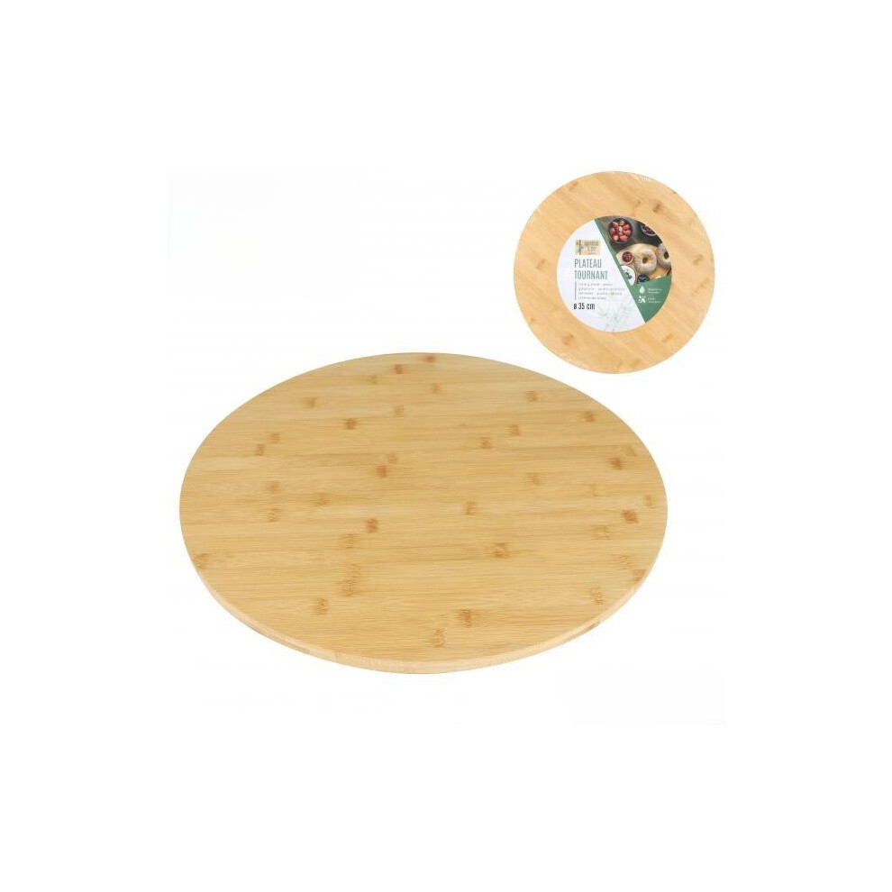 Import Distribution Fornord Bamboo Round Rotating Tray 35 Cm Diameter Natural Rotating Tray Turntable Serving Platter Dining Table Organiser