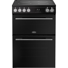 Belling 60cm wide Double Oven BEL FSA VISION 60Ei Electric Cooker with Induction Hob - Black / Silver Steel - A Rated