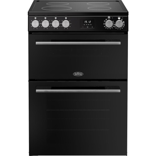 Belling 60cm wide Double Oven BEL FSA VISION 60Ei Electric Cooker with Induction Hob - Black / Silver Steel - A Rated