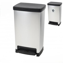Pedal Bin 50 Litre with Foot Pedal Plastic Waste Bin Black and Grey Hands Free Kitchen Rubbish Bin Large Capacity