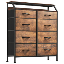 YITAHOME Chest of Drawers with 8 Drawers, Fabric Drawers Cabinet with Shelves,Easy Pull Handle,Sturdy Steel Frame,Storage Drawers for Bedroom,