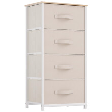 YITAHOME Chest of Drawers with 4 Drawers, Fabric Dressers with Easy Pull Handle,Sturdy Steel Frame,Storage Drawers for Bedroom, Closet, Clothes, Cream