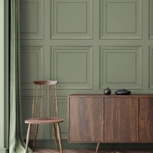 Distinctive Square Panel Sage Wallpaper Classic Paper Wall Covering Timeless Panelling Design Washable 10mx52cm Roll