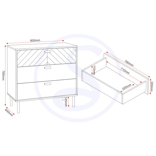 Seconique Seconique Leon 3 Drawer Chest in Medium Oak Effect 2