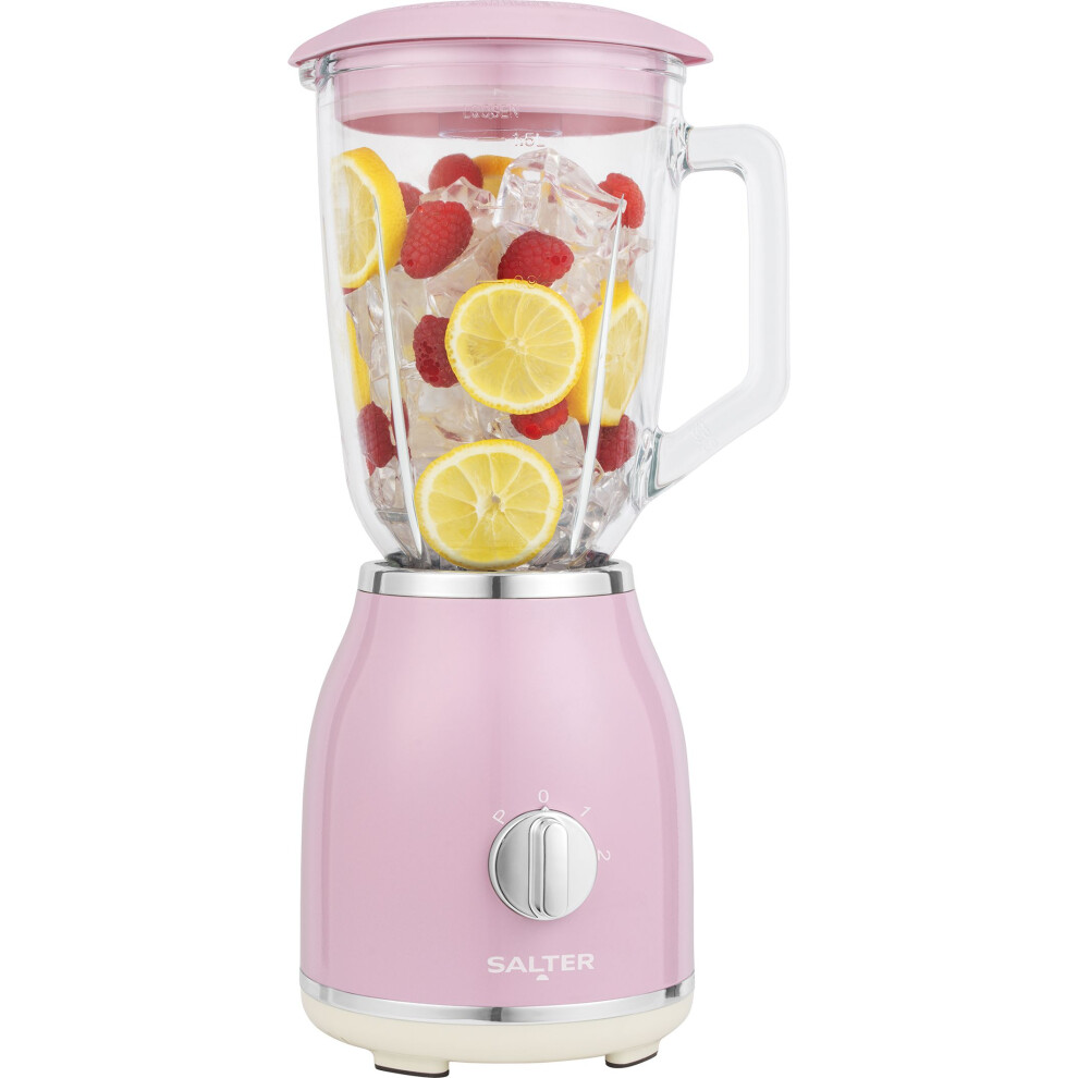 Salter Retro Jug Blender Pink Glass 1.5L 1000W 2 Speeds Pulse Open Box - Image 6