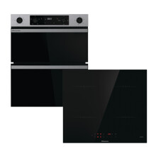 Hisense Hi6 HIPKD4AX60IND1 Built Under Electric Double Oven and Induction Hob Pack - Black / Stainless Steel - A/A Rated