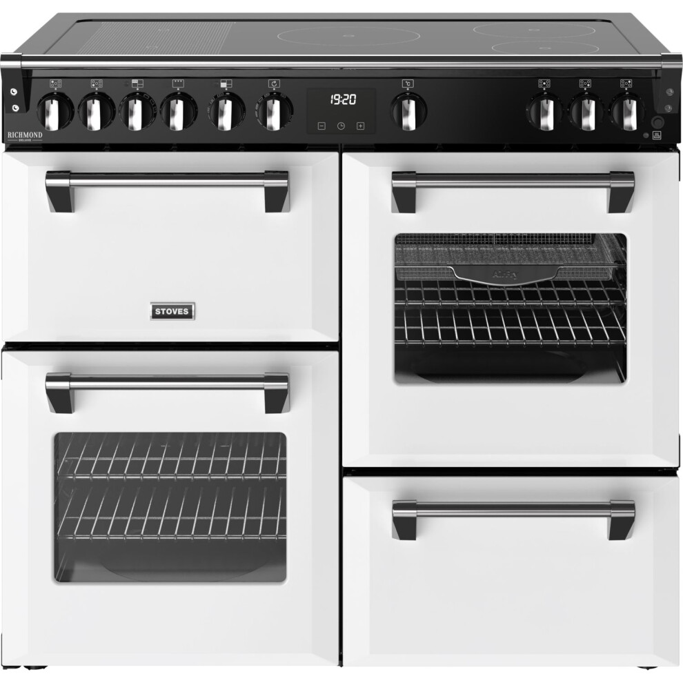 Stoves Richmond Deluxe 100Ei 100Cm Wide Electric Range Cooker With Induction Hob - Ice - A Rated White