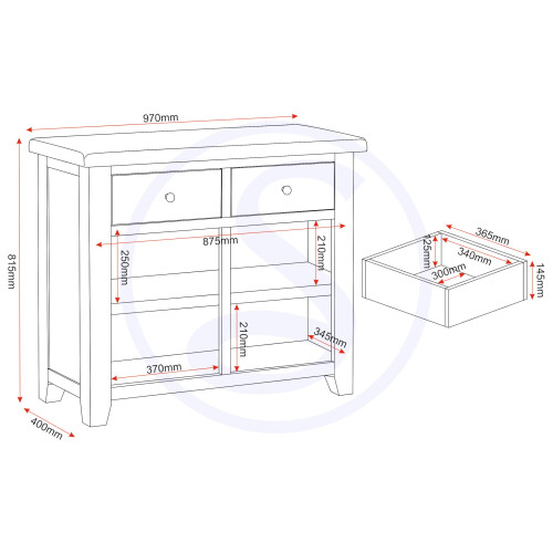 Seconique Seconique Windsor 2 Door 2 Drawer Sideboard in Pebble Grey/Oak 1