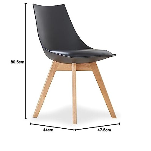 Life Interiors Plastic Shell Lanzo Retro Dining Chair, Black 2