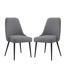 Ball & Cast Upholstered Kitchen Chairs Set of 2, Modern Dining Room Comfy Side-Chair with Padded Seat & Metal Legs, Grey