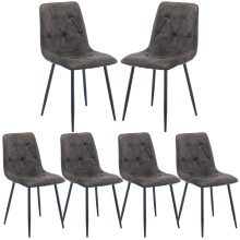Artist Hand Set of 6 Dining Chairs for Living Room Dining Room, Faux Suede Dining Chairs Set of 6 with Upholstered Seat Solid Metal Legs, Gray