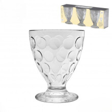 Ice Cream Cup Set Glass Dessert Bowls 28 cl Capacity Set of Three Sundae Dishes Parfait Dot Design Cups Kitchen Glassware