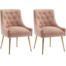 SEYNAR Dining Chair Set of 2,Modern Velvet Dining Chairs with Gold Legs,Elegant Tufted Accent Chairs for Reception, Living Room or Study Room