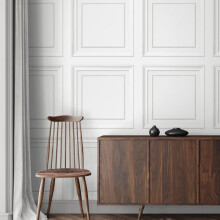 Distinctive Square Panel White Wallpaper Classic Paper Wall Covering Timeless Panelling Design Washable 10mx52cm Roll