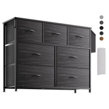 PURFINO Fabric Chest of Drawers - Canvas Storage Unit with 7 Drawers, Label Cards, Side Pocket & Hook for Living Room, Hallway, Bedroom