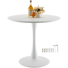 VEVOR Round Dining Table, 31.5 in Wood Table for 2-4 Person, Modern Circle Furniture, Leisure Coffee Office Tables with Pedestal Base in Tulip Design,