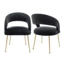 SEYNAR Dining Chairs Set of 2, Velvet Tufted Accent Upholstered Chairs with Gold Legs, Modern Design for Living Room Reception Room Bedroom Study