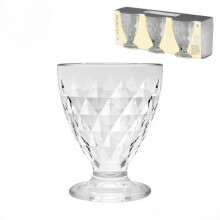 Ice Cream Cup Set Glass Dessert Bowls 28 cl Capacity Set of Three Sundae Dishes Parfait Crystal Design Cups Kitchen Glassware