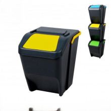 Stackable Recycle Bin 25 Litre Yellow Plastic Waste Sorting Bin Space Saving Kitchen Utility Room Waste Management