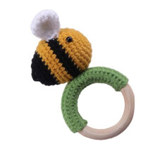 Bee-Shaped Wooden Baby Rattle Toy, Lightweight & Safe Sensory Toy for Fine Motor Skills Development, Infant Soothing Toy