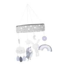 Crib Mobile with Cartoon Clouds Rainbow Rabbits Owl, Baby Nursery Decor, Newborn Soothing Toy, Musical Mobile for Infants