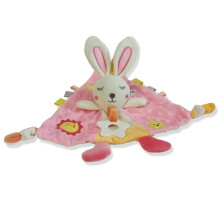 (rabbit) Baby Security Blanket Lion Lovey Triangle Teething Toy Soft Skin-Friendly Safe Newborn Pacifier Sleep Companion