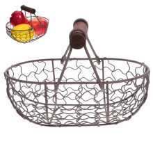 Egg Gathering Basket Rustic Farmhouse Wire Design with Wooden Handle for Eggs and Fruit Storage