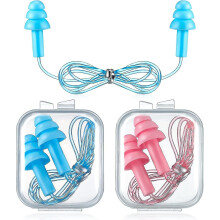 4 Pairs Silicone Earplugs Reusable Ear Plugs with Cords for Sleeping Snoring Swimming Shooting, Reus