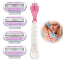 Women's Razor Blades Refills 4 PCS, 3-Blade Razor Cartridges with Lubricating Strip & Protective Guard, Skin-Friendly for Long-Lasting Smooth Shave