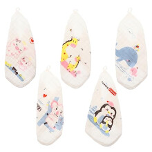 (Weiß) OFFIGAM 5-Piece Newborn Muslin Washcloths, Reusable Quick-Dry Hypoallergenic Cotton Burp Cloths, Baby Face Towels & Bath Towels